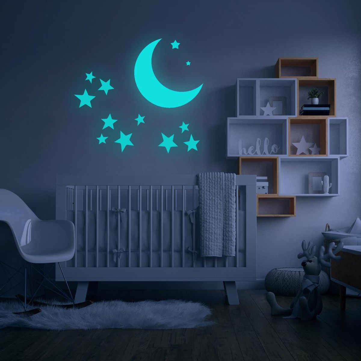 Glow in the dark blå kontaktplast