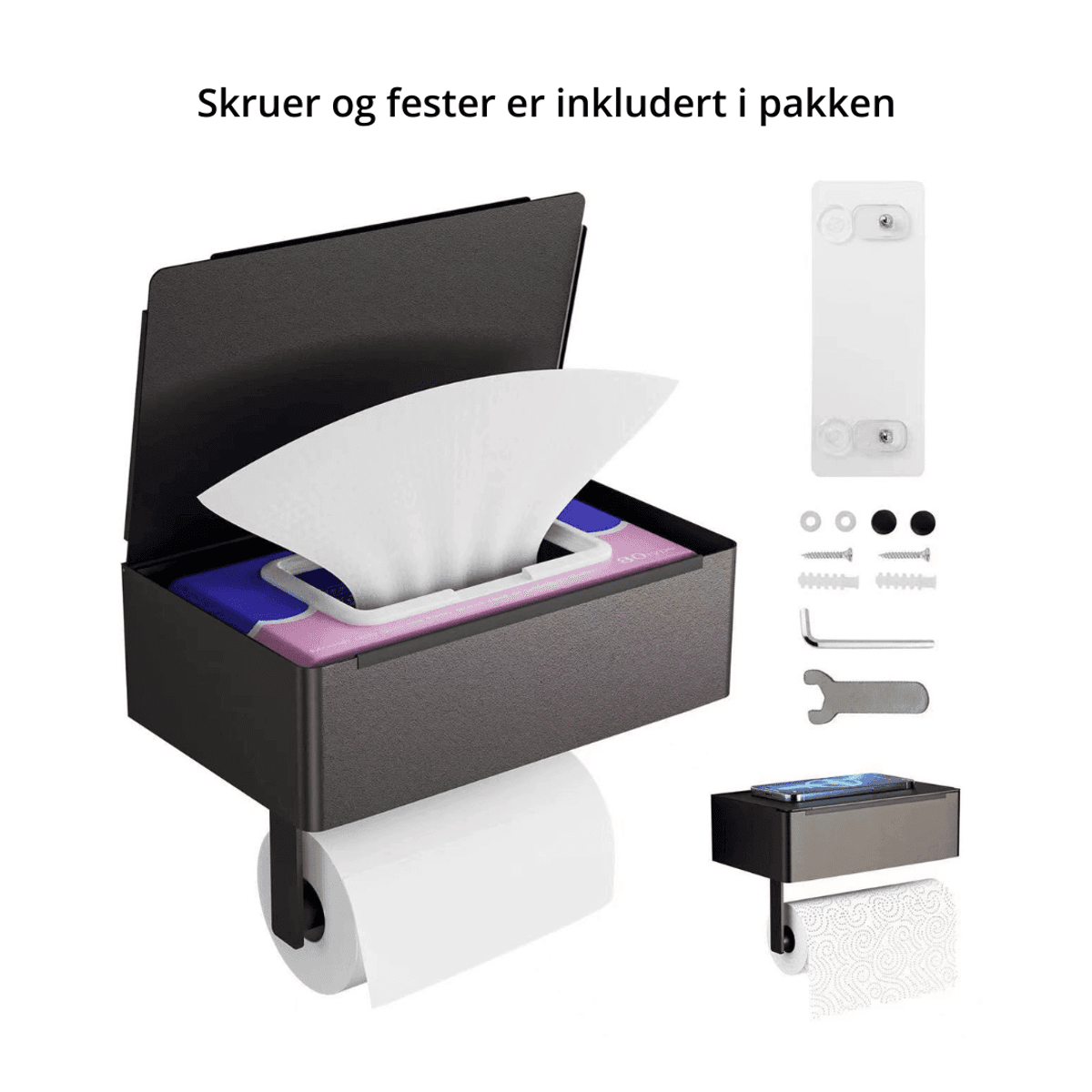 Toalettrullholder med oppbevaring